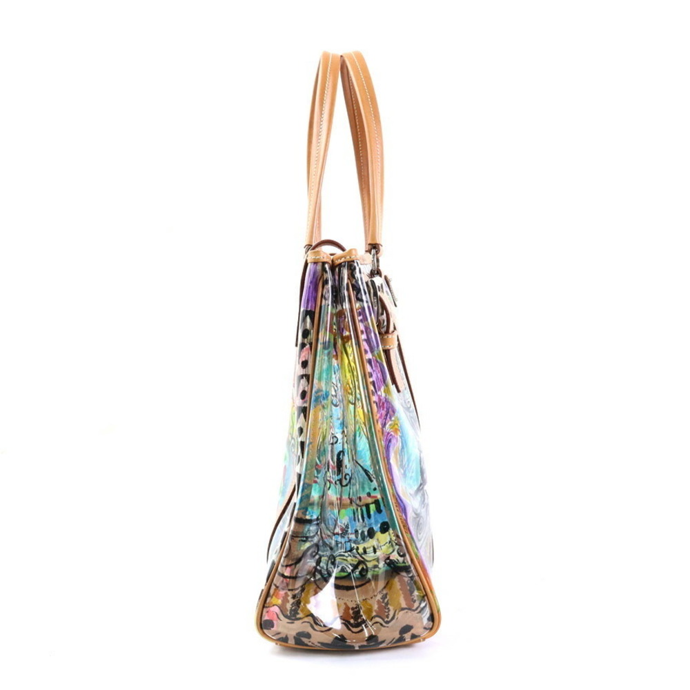 Prada Multicolor Handbag Vinyl Brown Leather